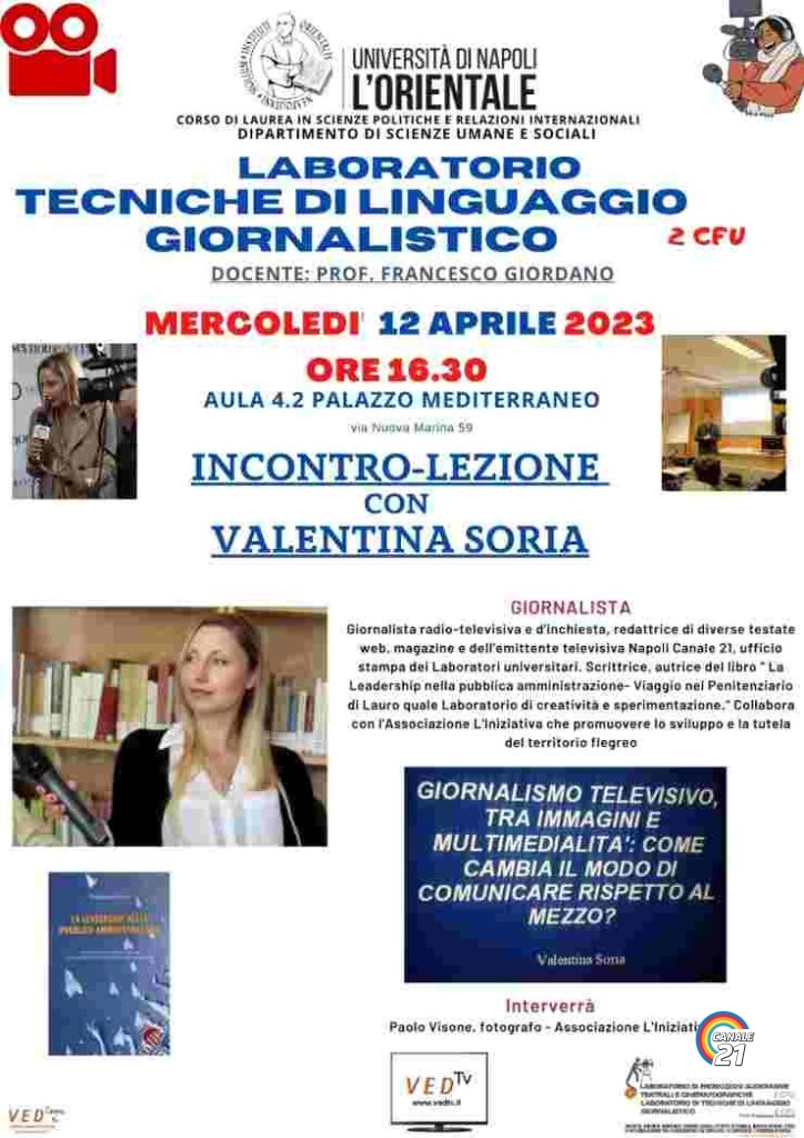 "L'Orientale", sale in cattedra la giornalista Valentina Soria